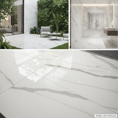 کاشی پرسلان طرح سنگ مرمر برای کف و دیوار داخلی و خارجی، سطح پولیش شده، بافت صاف، کمی بافت دار، بادوام، شیک