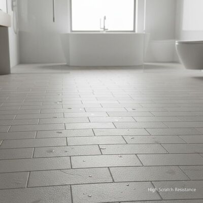 کاشی کف حمام پرسلان با مقاومت بالا در برابر خراش، سطح کمی بافت‌دار که مقاومت در برابر لغزش و کفپوش شیک برای حمام‌ها را فراهم می‌کند